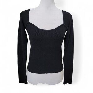 Dazy Size L Black Ribbed Long Sleeve Lightweight Knit Top.  Exc. Used Condition